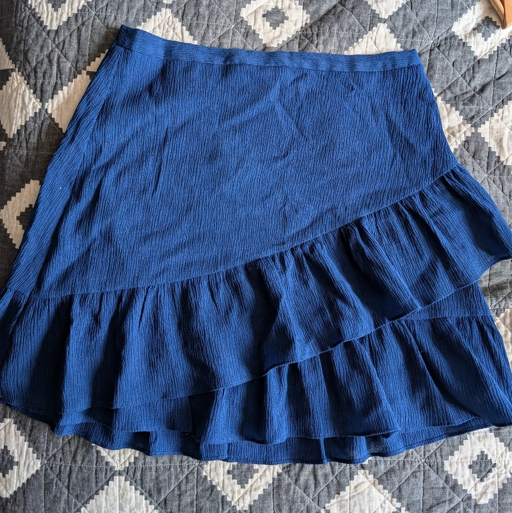 Banana Republic Tiered Ruffly Mini Skirt In Blue - Size 10